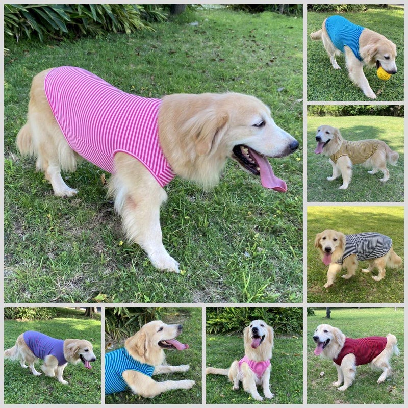LEVIBASIC Dog Shirts Cotton Striped T-Shirts, Breathable Basic Vest for Puppy and Cat, Super Soft Stretchable Doggy Tee Tank Top Sleeveless, Fashion & Cute Color for Boys and Girls (XXL, Pink+Green) - Image 4